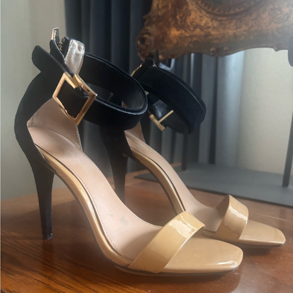 Black and tan stiletto heel